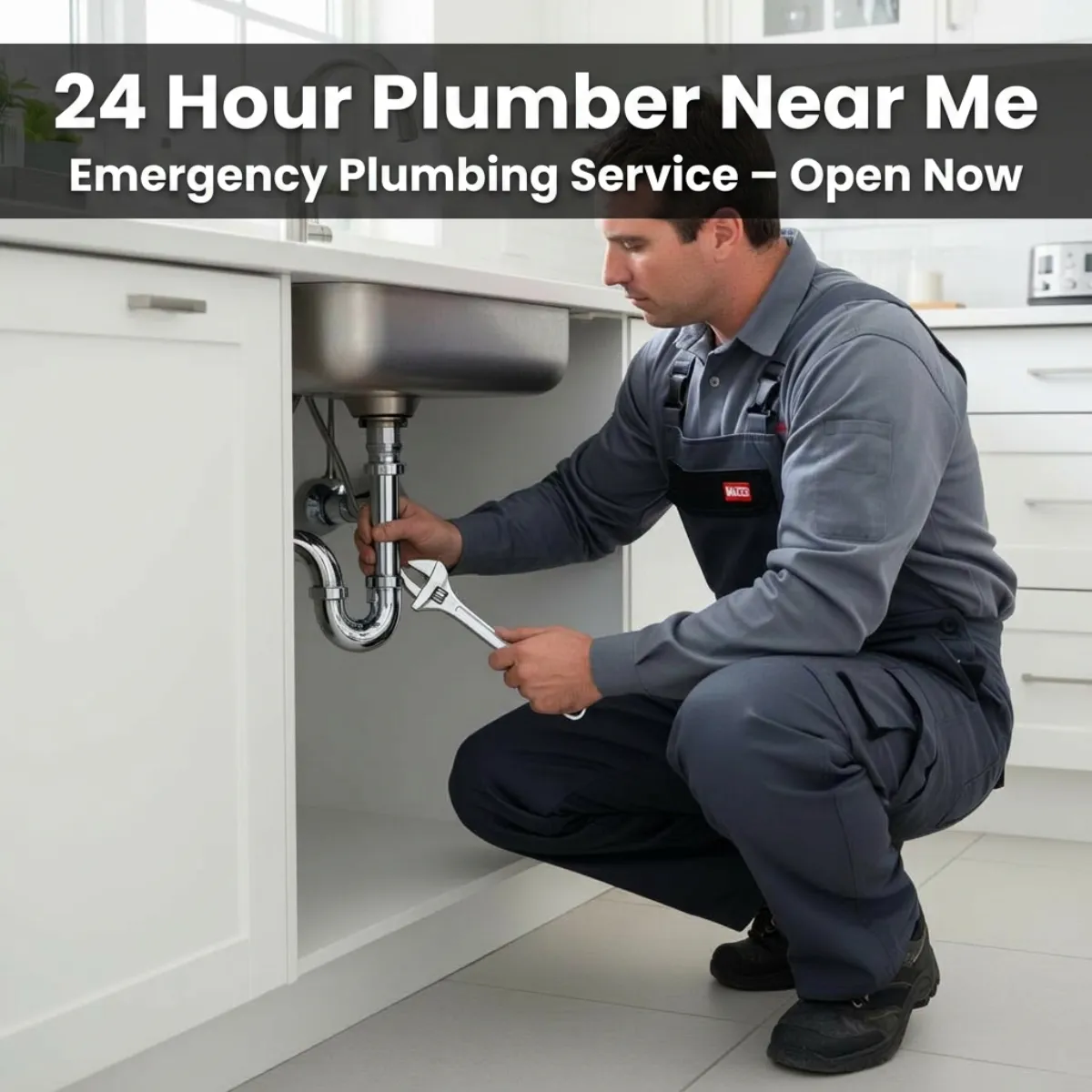 Plumber repairing bathroom faucet